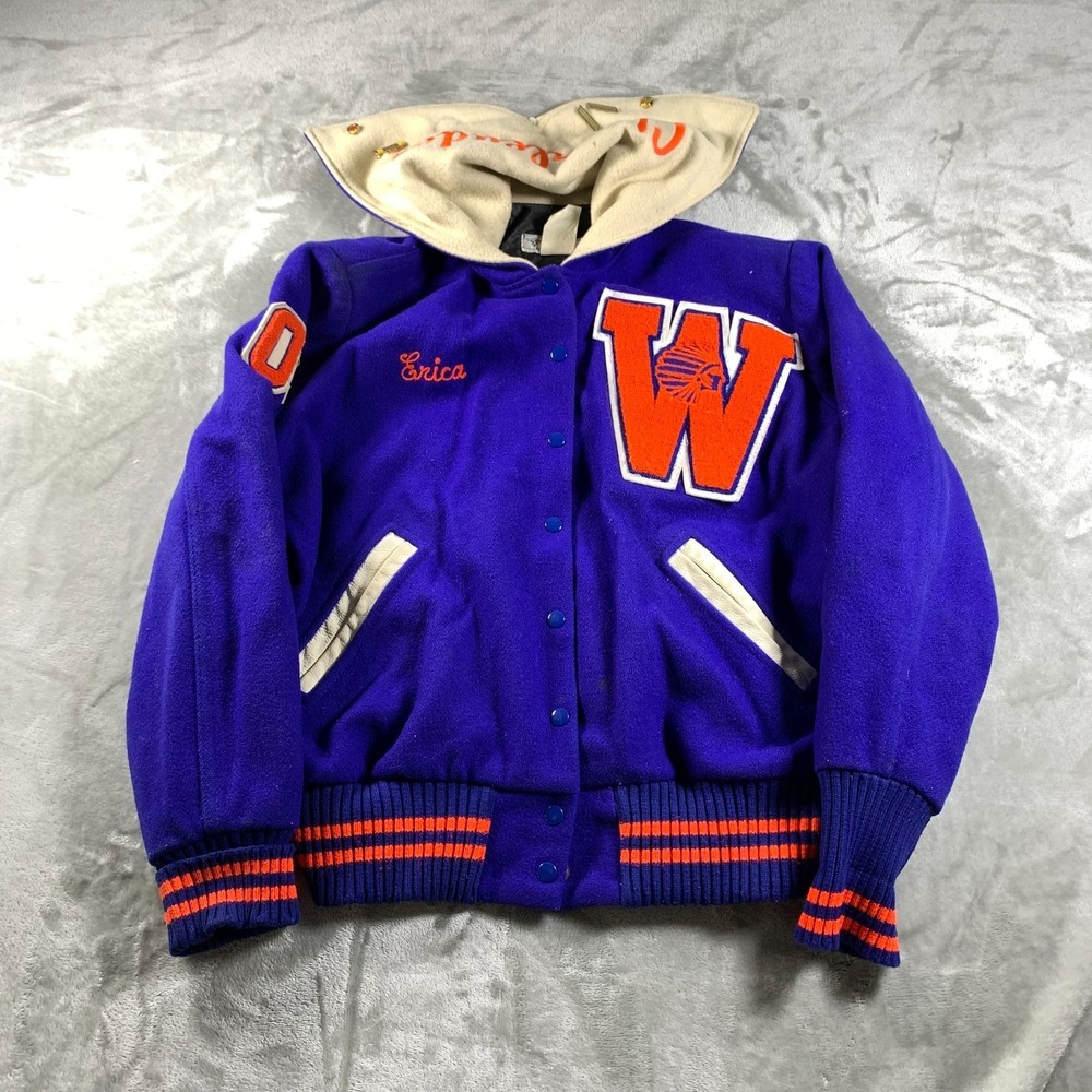 Vintage Allion Varsity Jacket Womens XL 48 Letterman Wool Hood‎ Cheerleader USA